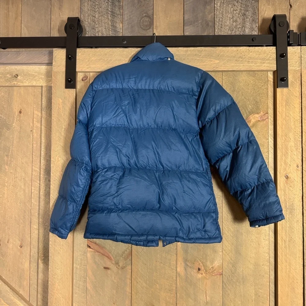 Vintage The North Face brown label down fill blue puffer jacket RARE SIZE XXS